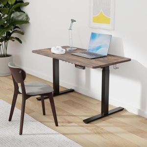 SIAGO Electric Standing Desk, 48 x 24 Inches Height Adjustable Desk with Drawer and Bag, Sit Stand up Desk with Splice Board for Home Office Workstation, Black